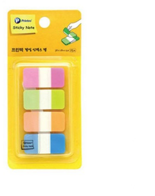 프린텍 스티키노트 인덱스탭 형광4색 38x18 25매 IT3818-4N, 1개