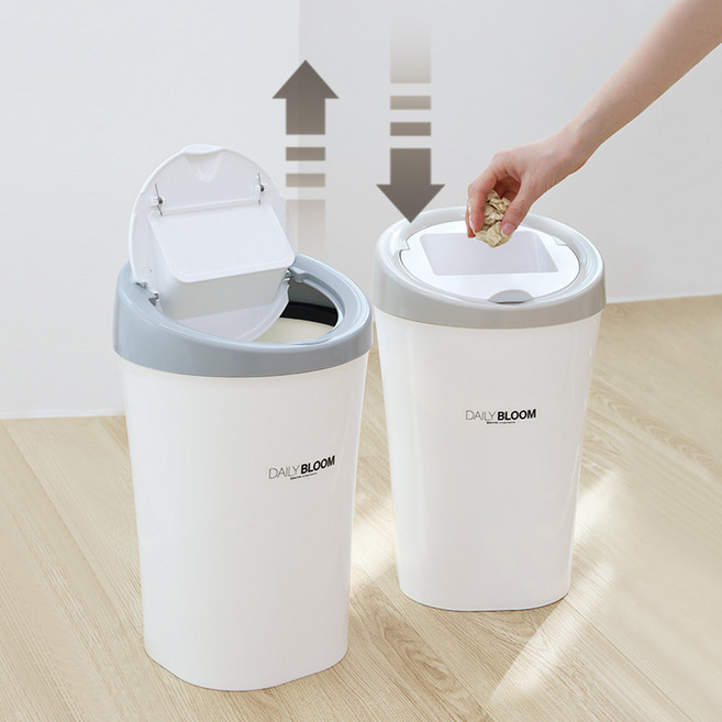 데일리블룸 업다운 휴지통 10L 기능성 간편한 편리한 실속형 원형 사각, tkao_원형 (베이지)_dldl