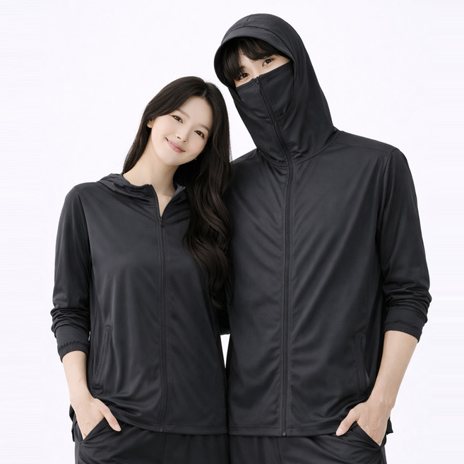 남녀공용 썬캡 일체형 아이스 후드집업 바람막이 자켓