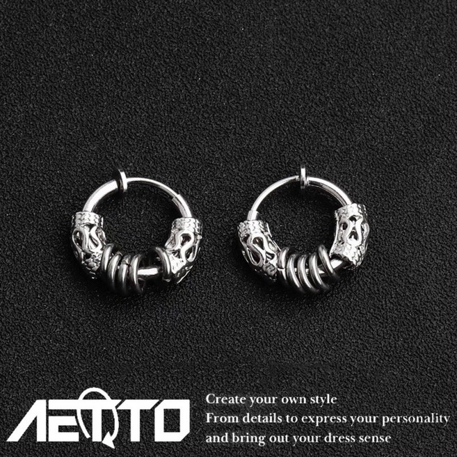 AETTO復古雕花耳環 精緻做工個性醫療鋼 男女可戴