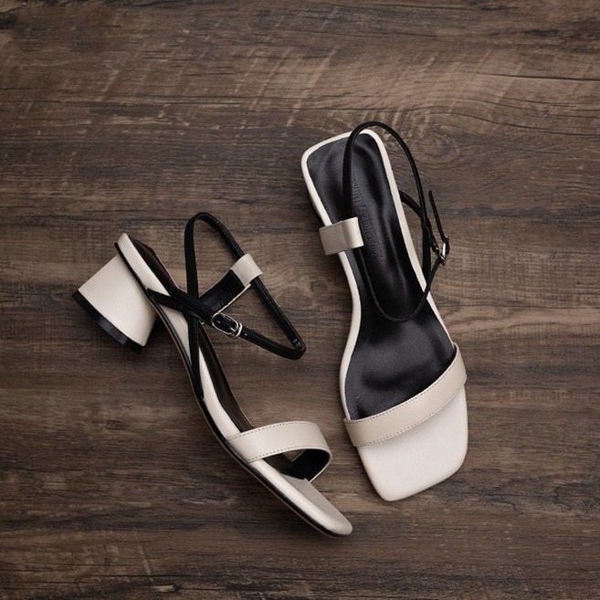 COSYEVNO 여성 샌들 스트랩 미들힐 스퀘어토 데일리슈즈 LFHlx-4