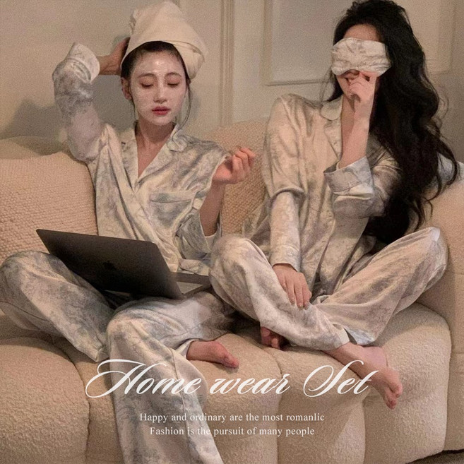 [순이] C.남여공용 꿀잠 실키 파자마 커플 잠옷 상하세트