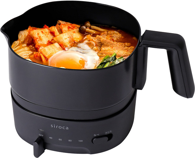 시로카 넉넉한 케틀 쵸나베 [리뉴얼 모델탕절기 기능부모드 전환 첨부환세척 가능무단계 온도 조정용량 1 L전기 케틀] SK-M251 블랙, 1개