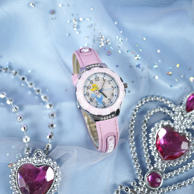 디즈니 신데렐라 공주 초등학생 핑크 어린이시계