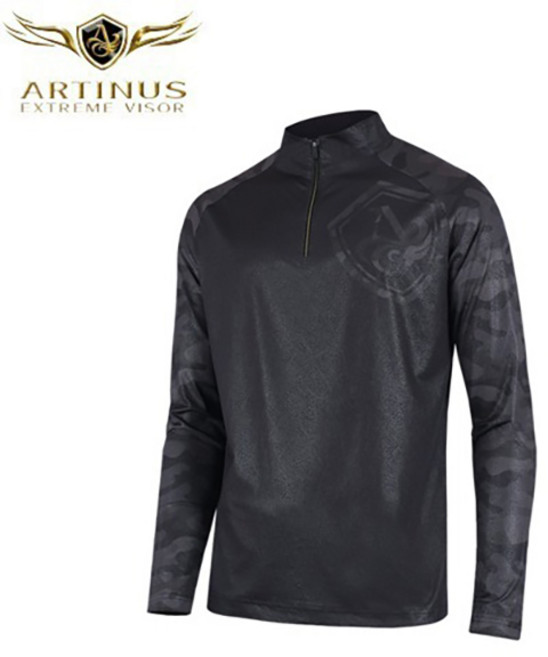 아티누스 AT-555B 냉감 밀리터리 집업 티셔츠 블랙 의류 낚시복, L(100), L(100)