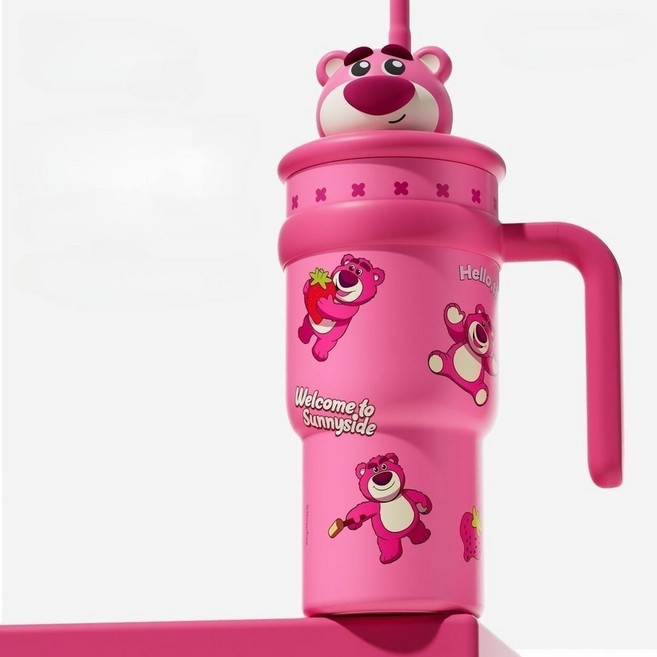 디즈니 주토피아 주디 닉 보온 보냉 손잡이 텀블러 대용량 아이스컵 스티치 차량용 빨대컵, 랏소, 1개