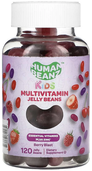 Human Beanz 어린이용 종합비타민 젤리빈 베리 블라스트 젤리빈 120개 Beanz (휴먼 빈즈), Human Beanz (휴먼 빈) Beanz, 어린이용, 1개, 120정 - 쿠팡