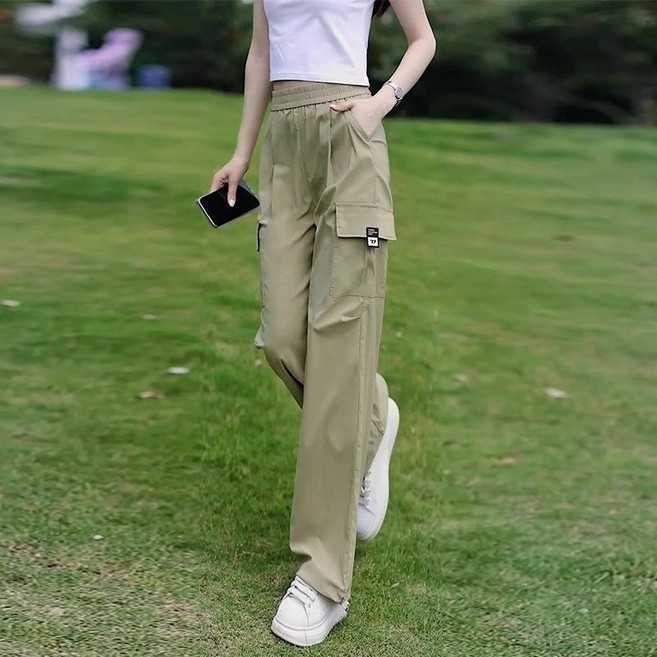 트렌드 여성 카고 바지 여름 하이웨스트 슬림핏 냉장고 캐주얼 바지 데일리 여자 카고 팬츠 CJJ