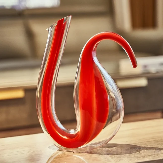 창의적인 외계인 디자인의 수공예 유리 와인 디캔터 와인 디스펜서 바 도구 와인 분리기 대용량 와인 병, 01 red 1500ml