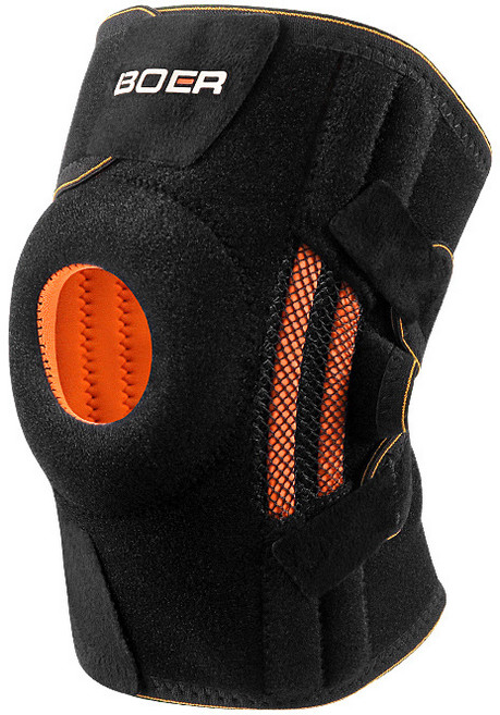 Vakedy 무릎보호대 고탄력 관절 압박밴드 무릎 스트랩 슬개골 아대 지지대 관절 통증 완화 남녀 공용, 블랙, 1개