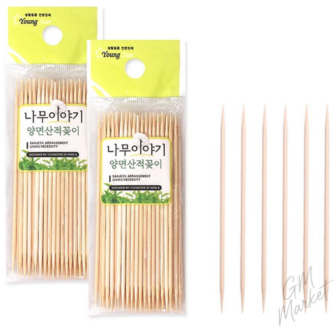 대나무 양면 산적꽂이 10cm 미니 나무 꼬치 명절 제사 떡 50p 용품 막대