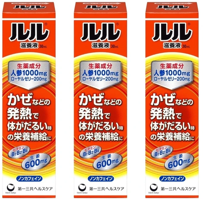 일본 다이이치산쿄 루루 자양액 30mL 인삼 로열젤리 발열 시 영양보급 자양강장, 3개, 1회분 - 쿠팡