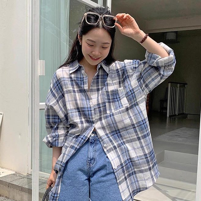 블랑루즈 레나 체크 루즈핏 남방 셔츠