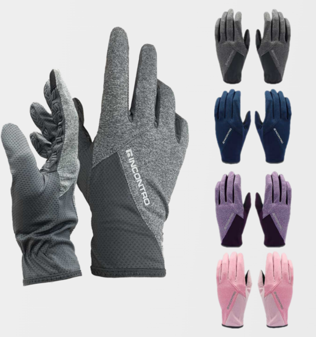 인콘트로 여름 롱 편한 메쉬 등산 자전거 라이트 긴 장갑, 검정색, 1개