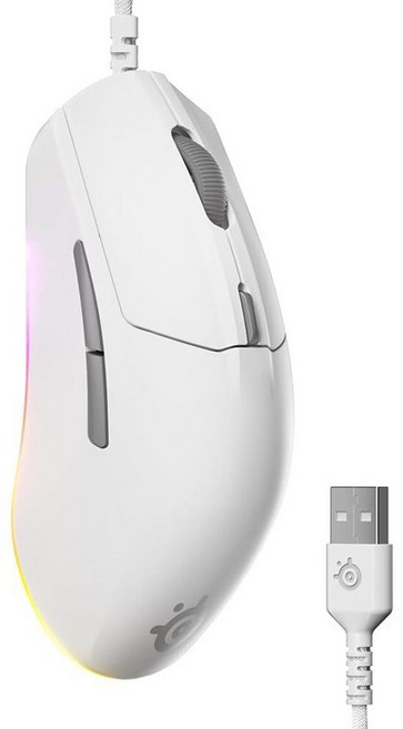 SteelSeries Rival 3 무선 Gen 2 게이밍 마우스 — 2.4GHz 및 블루투스 18000 DPI TrueMove 에어 광학 센서 6천만 번의 클릭 내구성 경량, White, Rival 3 Gen 2 - Wired, White