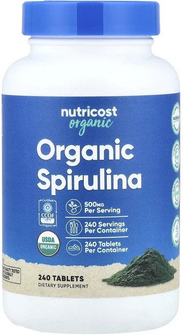 새해 첫좋은선물 Nutricost 유기농 스피룰리나 500mg 240정 제대로 할인합니다, Nutricost유기농스피룰리나500mg240정, 1개 - 쿠팡
