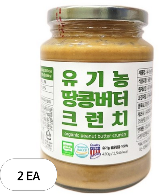 유가원 유기농 땅콩버터 크런치, 420g, 2개