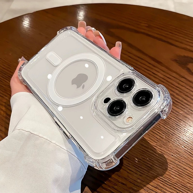 복우롱 아이폰 사각에어백 투명방진망 렌즈풀커버 초강력 마그네틱 케이스(OA007)