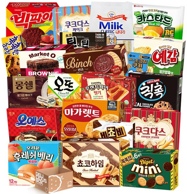 마가렛트 카스타드 몽쉘 비쵸비 빈츠 후렌치파이 쿠크다스 쌀과자 빅파이 오예스 외 (+1) 초 대용량 사무실 간식 과자세트, 1세트, 20p