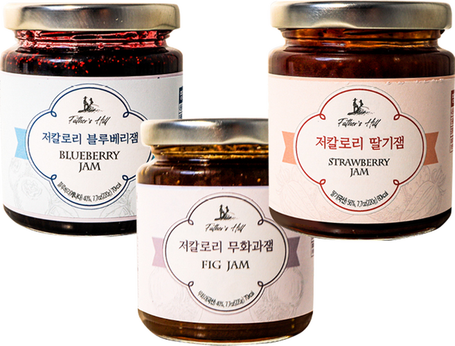 아빠랑 저칼로리잼 3종 선물세트(딸기/무화과/블루베리), 3개, 220g