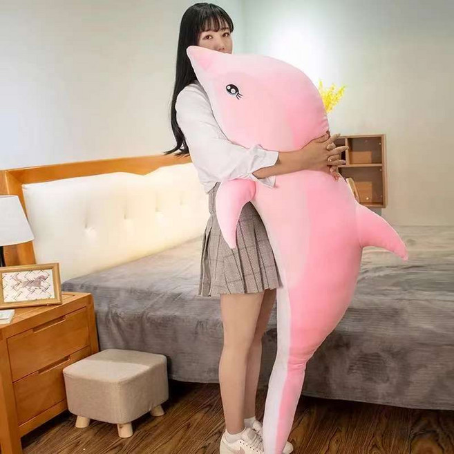 海豚抱枕毛絨玩具, 粉色軟萌海豚玩偶抱枕