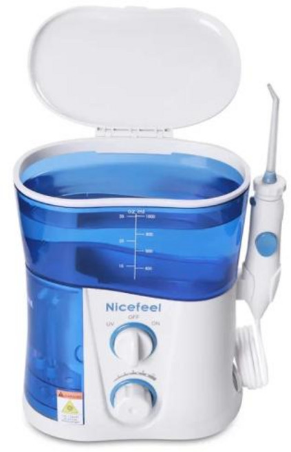 구강 세정기 청정기 치아 치석 청소 관리 물 치실 워터 FC188 Nicefeel 치과 제트 SPA UV 살균 치 미백 팁 가족용 7 노즐, White, 1개