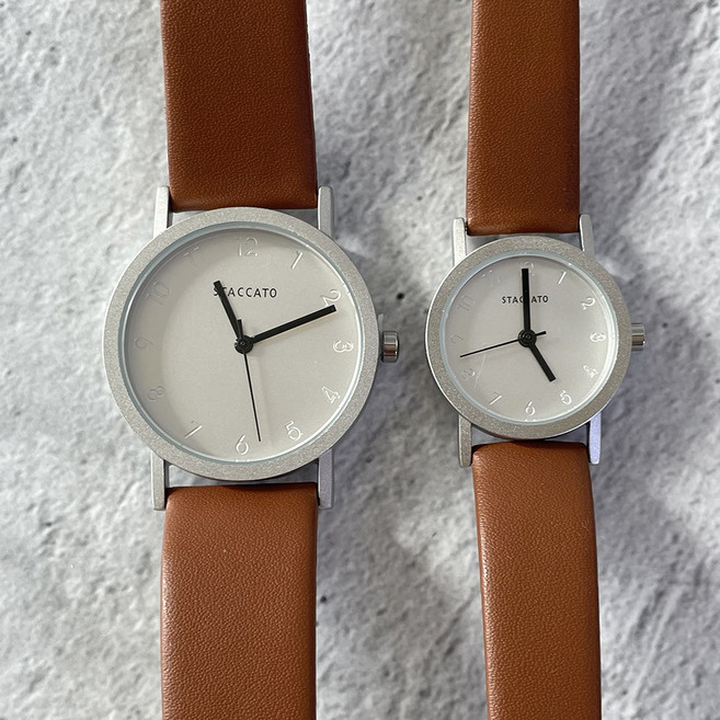 커플 가죽시계 모던 심플 라운드 시계 미디엄 스몰 캐주얼 패션시계