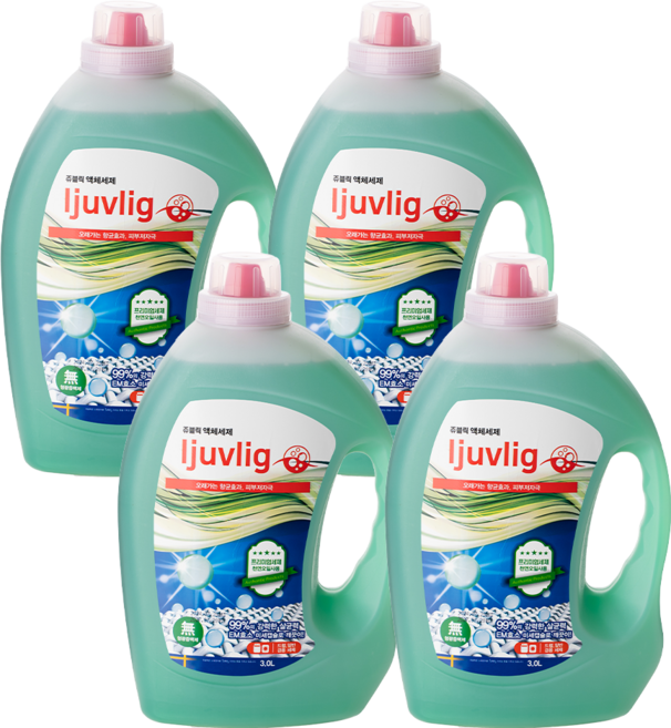 알칼리세탁세제 이불 속옷 수건 빨래냄새제거 고농축 액체세제 대용량, 4개, 3L
