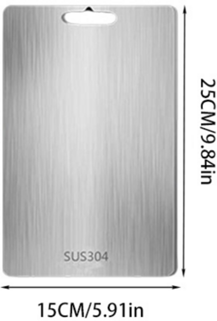 주방 스테인레스 보드에 대한 새로운 티타늄 커팅 316 강철 두꺼운 양면 식품 등급 휴대용 과일 고기 도마, 03 25CM x 15CM, 1개