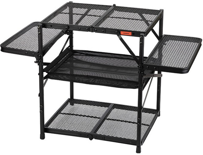 코베아 메쉬 폴딩 쉘프 2 메쉬윙 3단 선반 캠핑 테이블, 1개, 블랙