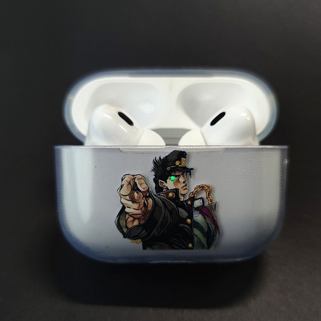죠죠의 기묘한 모험 굿즈 죠타로 레드아이 에어팟 프로 케이스 투명 보호, Apple AirPods 1/2 유니버셜, A
