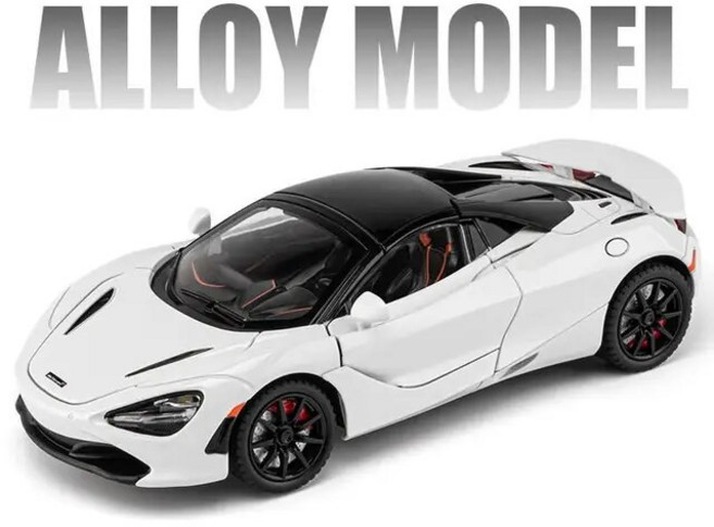 자동차 다이캐스트 1:24 맥라렌 720S 스포츠카 메탈 레이싱 카, 1) WHITE, 1개