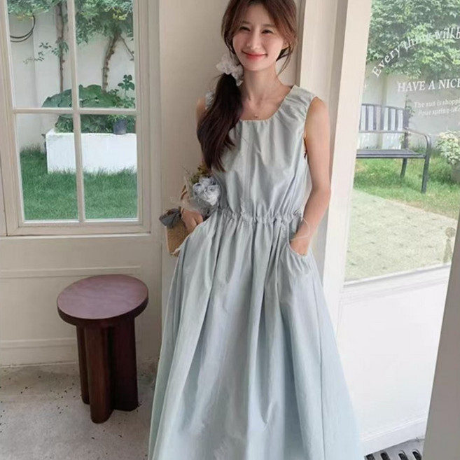 루스리더 여성 패션 슬림핏 배가림 A라인 데일리 원피스 M968