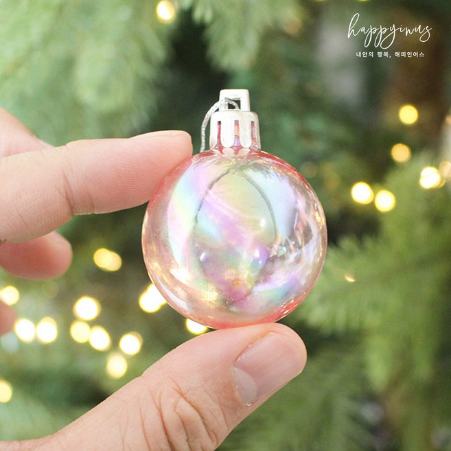 [해피인어스] 오로라 비눗방울 3컬러 6p세트 크리스마스 트리 장식 오너먼트, 핑크오로라, 6개