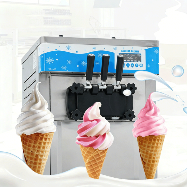 한신전자 업소용 소프트아이스크림기계 아이스크림기계 아이스크림 메이커 젤라또기계 제조기 머신, 2구 스탠드형