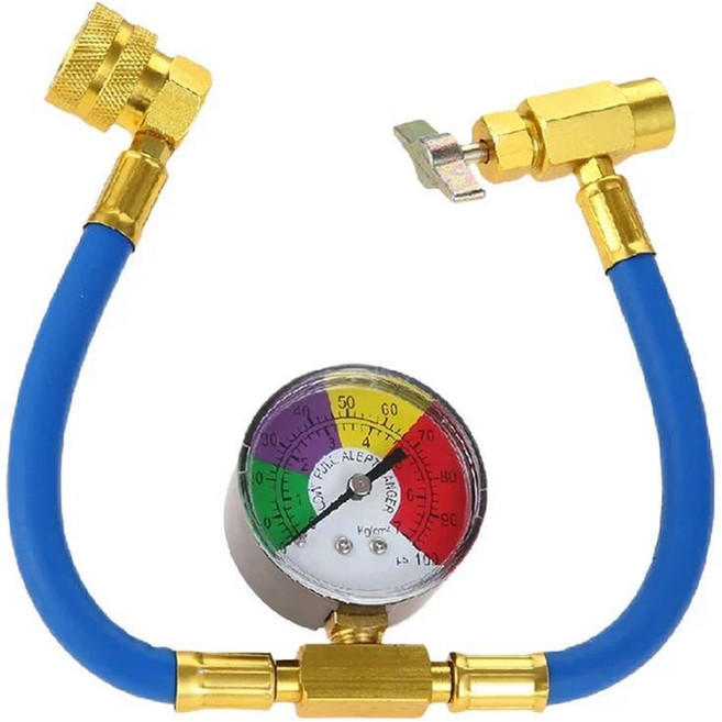 자동차 15.7 "R134A A/C 압력 게이지가있는 냉매 가스 충전 호스 에어컨 냉동 고무, 1개