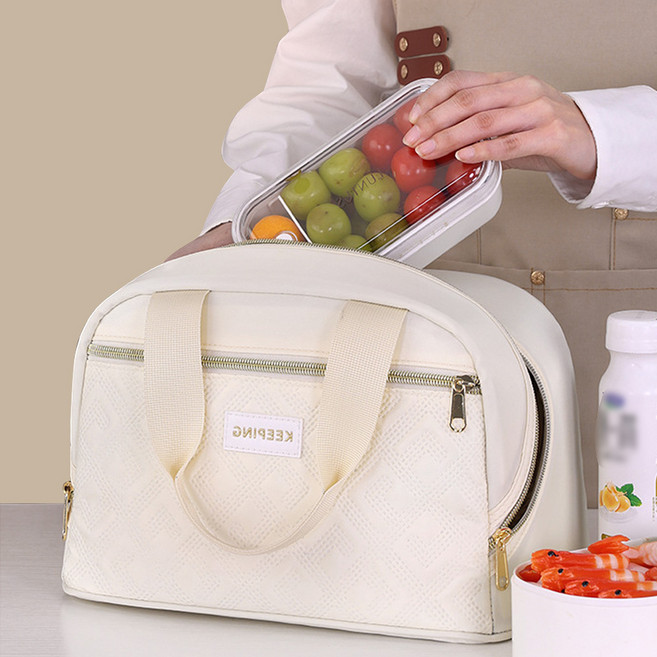 Jeernare 보냉 도시락가방 출근 보온 보냉가방 피크닉용 캠핑용 보냉가방 수거편리 두꺼운 내장패드, 베이지, 1개