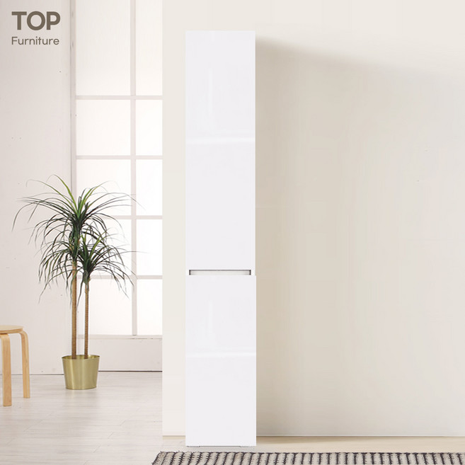 탑퍼니처 비스크 600 키큰 1800 렌지대 주방 수납장 틈새장 도어 선반장 코너장 6단 비스포크 선반탈부착, 화이트