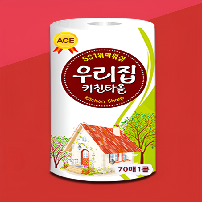 천연 펄프 국산 키친타올 주방타올 2겹 70매, 1개입, 1개