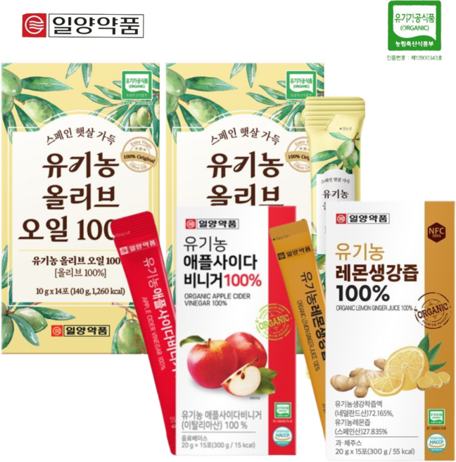 엑스트라버진 올리브오일 28포 애사비 15포 레몬생강즙 15포, 220g, 4개