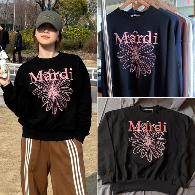 마르디메크르디 맨투맨꽃 플라워 자수 스웻셔츠