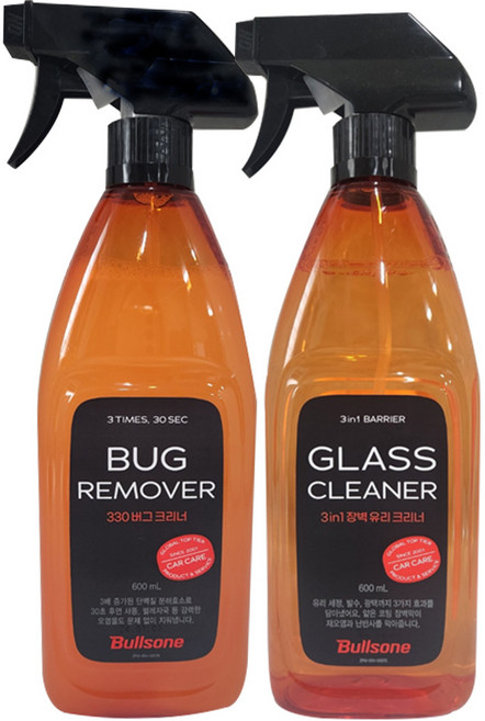 불스원 유리크리너 + 버그크리너 600ml 2종 set 새똥제거 벌레제거 유리세정제, 1