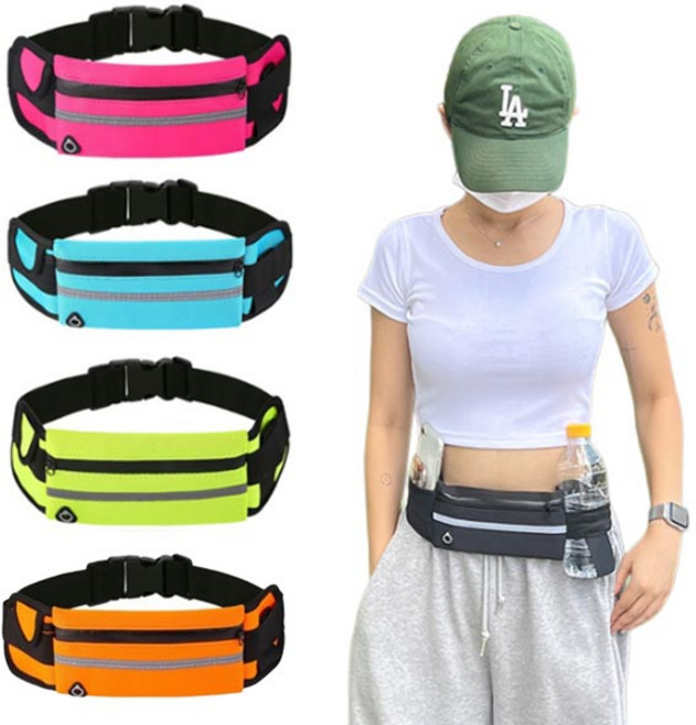 [1+12개구성]조깅 힙색 물병홀더 반사띠 휴대폰수납/(1+1)2포켓1텀블경량런닝힙색