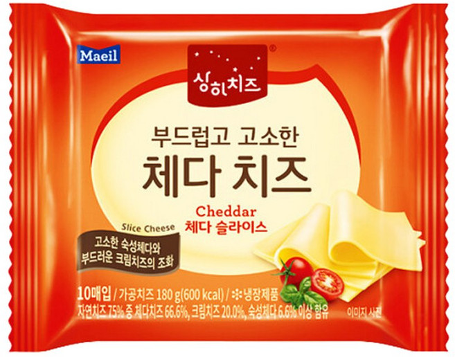 상하 부드럽고 고소한 체다치즈180g(10매입)x2팩/냉장, 180g, 2개