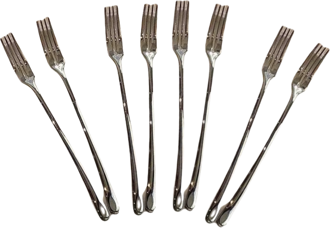 BLOWFISHFUGU 스텐 과일 디저트 포크 케이크 포크 치즈 포크, 8개, 실버