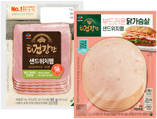 더건강한 샌드위치햄+닭가슴살 샌드위치햄, 1세트, 180g