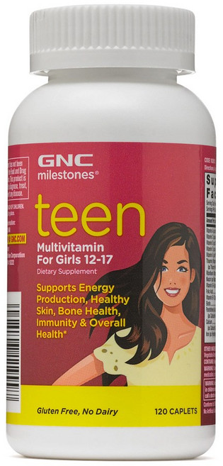 GNC 청소년 종합 비타민 여자 120정 (캐플렛) Milestones Teen - Multivitamin Girl 120caps, 1개