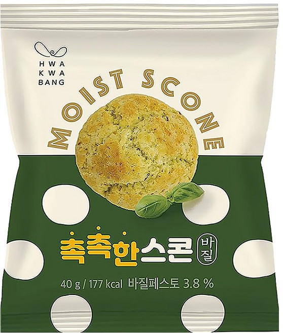 화과방 촉촉한스콘 바질맛, 4개, 40g
