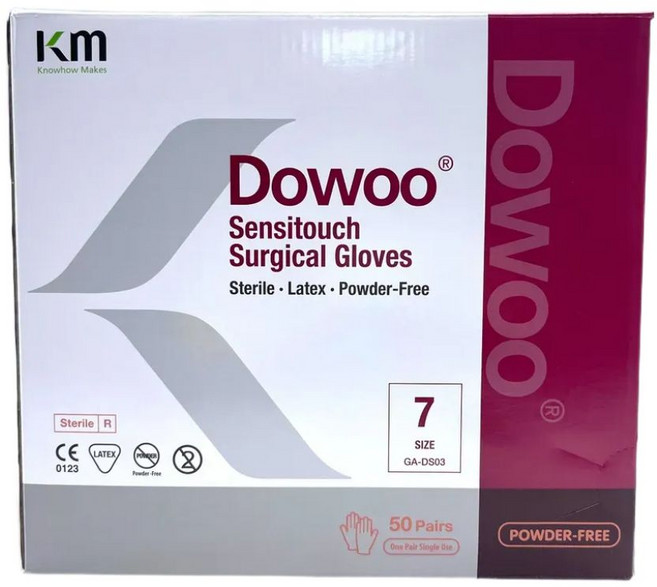 씨엠에프 도우 의료용 수술용 멸균 라텍스 글러브 곡지형 파우더프리 50조 7.0호, 1박스