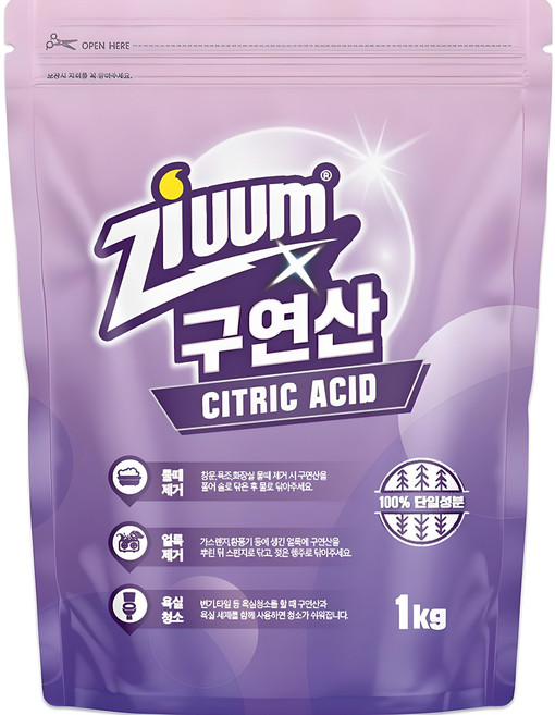 슈가버블 지움 분말 구연산, 1kg, 1개